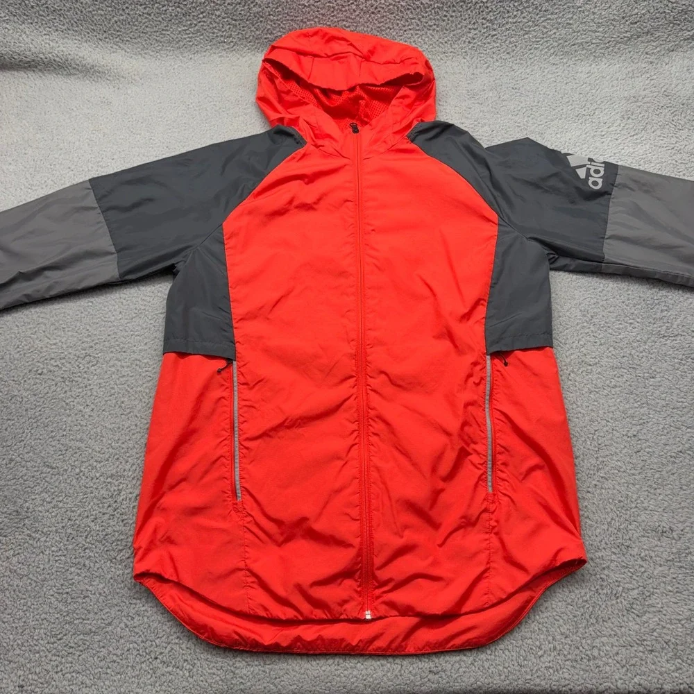 Adidas CV3268 Mens Size Large ID Woven Shell Red/Grey‎ Hooded Windbreaker Jacket